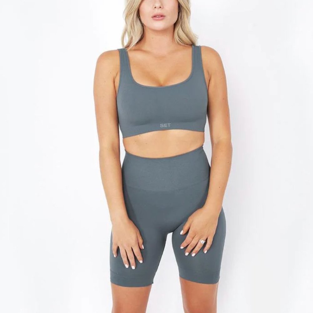 Set Active Sculptflex Boxcut Top and Shorts Set - XS - Slate
